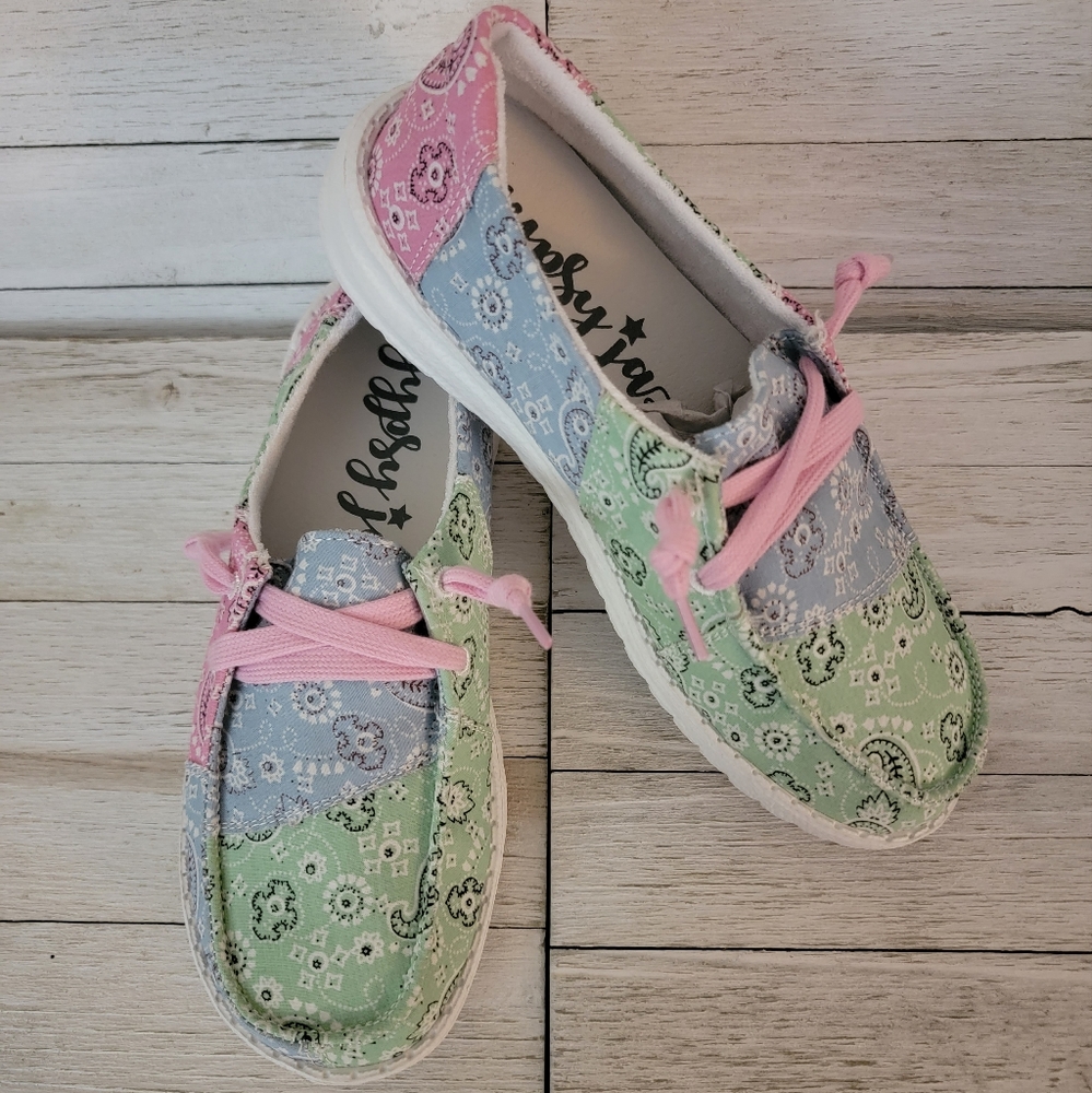 Gypsy Jazz Pink, Blue, and Green Sneakers
